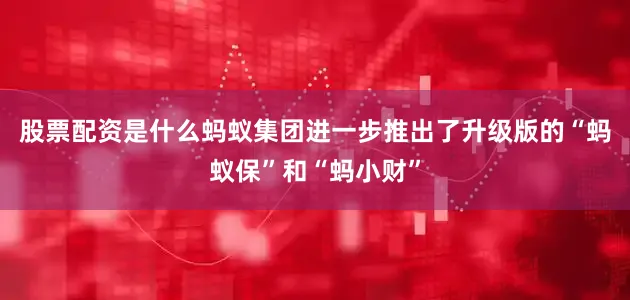 股票配资是什么蚂蚁集团进一步推出了升级版的“蚂蚁保”和“蚂小财”